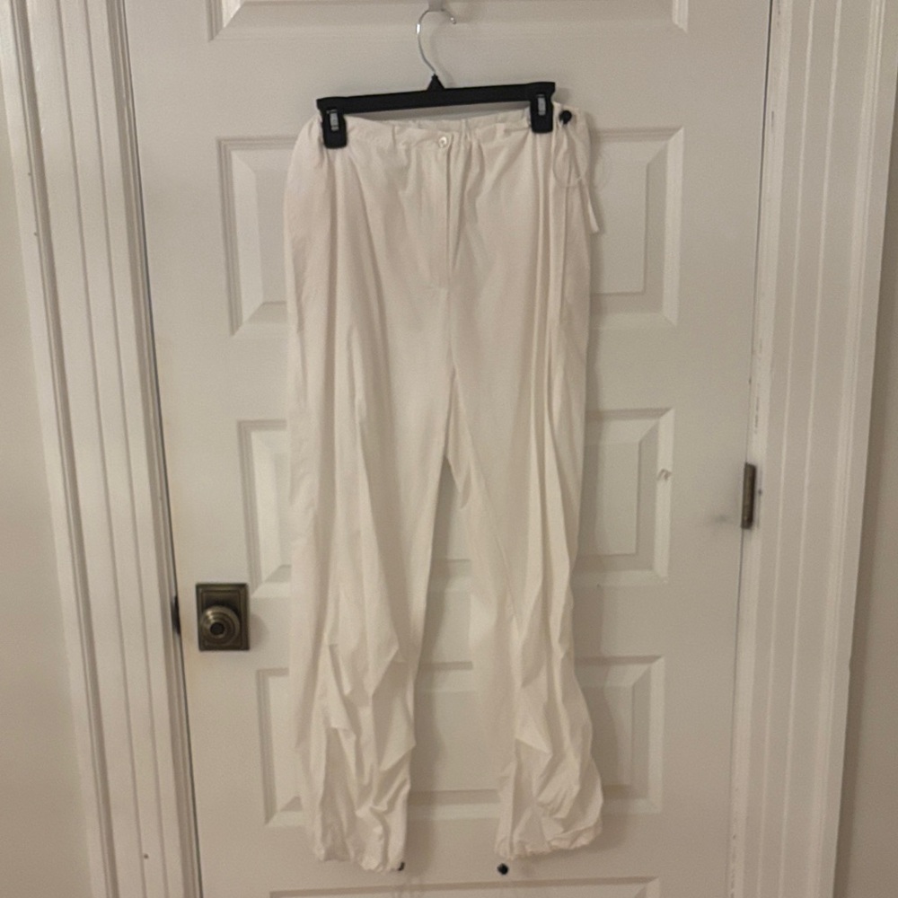Women's White Drawstring Cargo-Type Pants